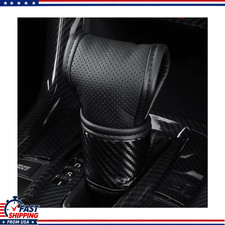 Universal Car Gear Shifter Cover In Carbon Fiber Leather Car Suv Trcolor Black