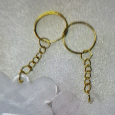 White Resin Dog Keychain Charm w/ Detachable Gold-Tone Keyring Belt Chain