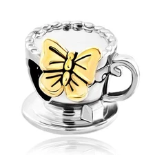 Butterfly Coffee Cup Office Charm Beads Charmss for Bracelets
