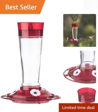 Stylish Glass Hummingbird Feeder with Built-in Ant Moat - Perfect for Gardens