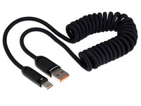 Ladekabel USB-A Auf USB-C Wayme Spiralkabel 100W 6A 50-180 Cm