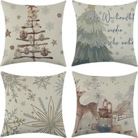 KissenbezüGe FüR Weihnachtliche Kissen Aus Leinen Set 4 StüCk 40X40 Cm Dekorativ