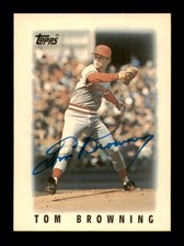 Tom Browning Autographed Signed 1986 Topps Mini Card #40 Cincinnati Reds