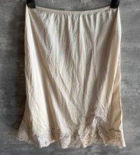 Vintage Kayser Beige Antron III Nylon Lace Half Slip Skirt Size S Made in USA