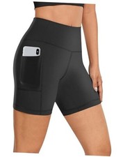 Biker Shorts Women -/8" High Waisted Tummy Control Workout Gym Small 5" Black