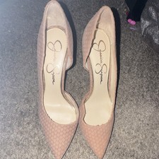 Jessica Simpson Beige Embroidered Pointed Toe Stiletto Pump US Size 8
