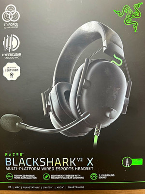 Razer BlackShark V2 X Gaming-Headset kabelgebunden 3,5mm Boom-Mikro Schwarz/Grün