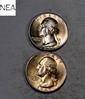(2) 1947-D Washington Quarter Set/Lot ~ Gem BU Rainbow Toned End Coins (ZQL24)