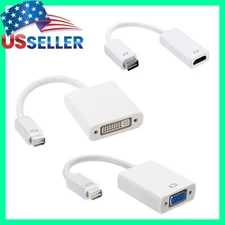 Mini DVI Male to DVI-D/VGA/HDMI Female Adapter 6" Cable Converter Apple MacBook