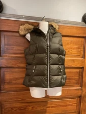 Eddie Bauer Fur Trim Vest Y2K 2010 Down Puffer Brown M