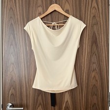 Lioness Cream Open Tie Back Slim Short Sleeve Slinky Top XL NEW £49