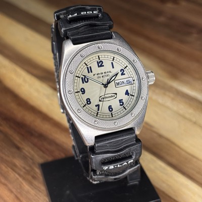 Fossil Defender DE1504 Men's Day Date All Stainless Steel 100m Watch