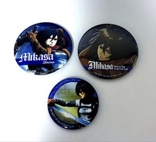 Used Attack on Titan Mikasa Ackerman Game Bonus Can Badge Set 3pcs - Used