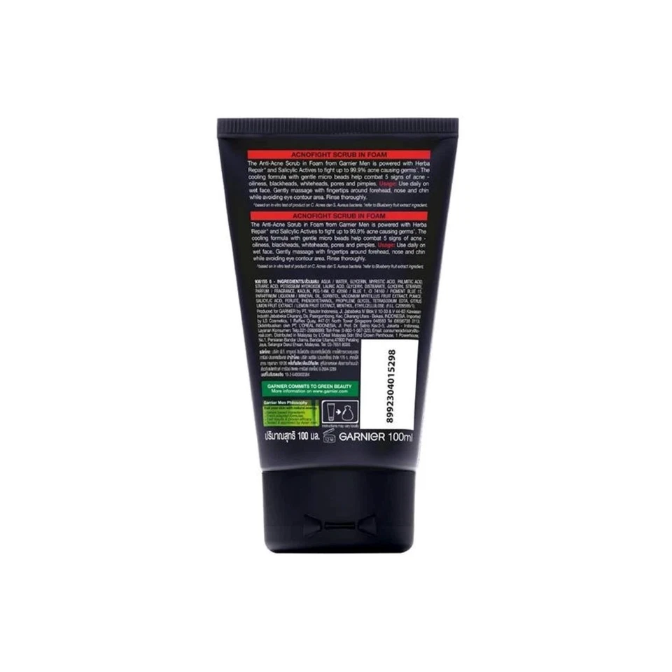 GARNIER MEN Acno Fight Scrub in Foam Anti- Acne  Facial Cleanser 100ml - Image 2 of 4