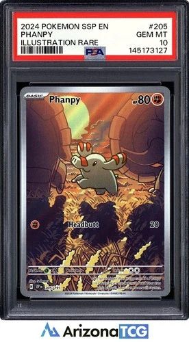 Pokemon 2024 Phanpy 205/191 Illustration Rare Surging Sparks GEM MINT PSA 10