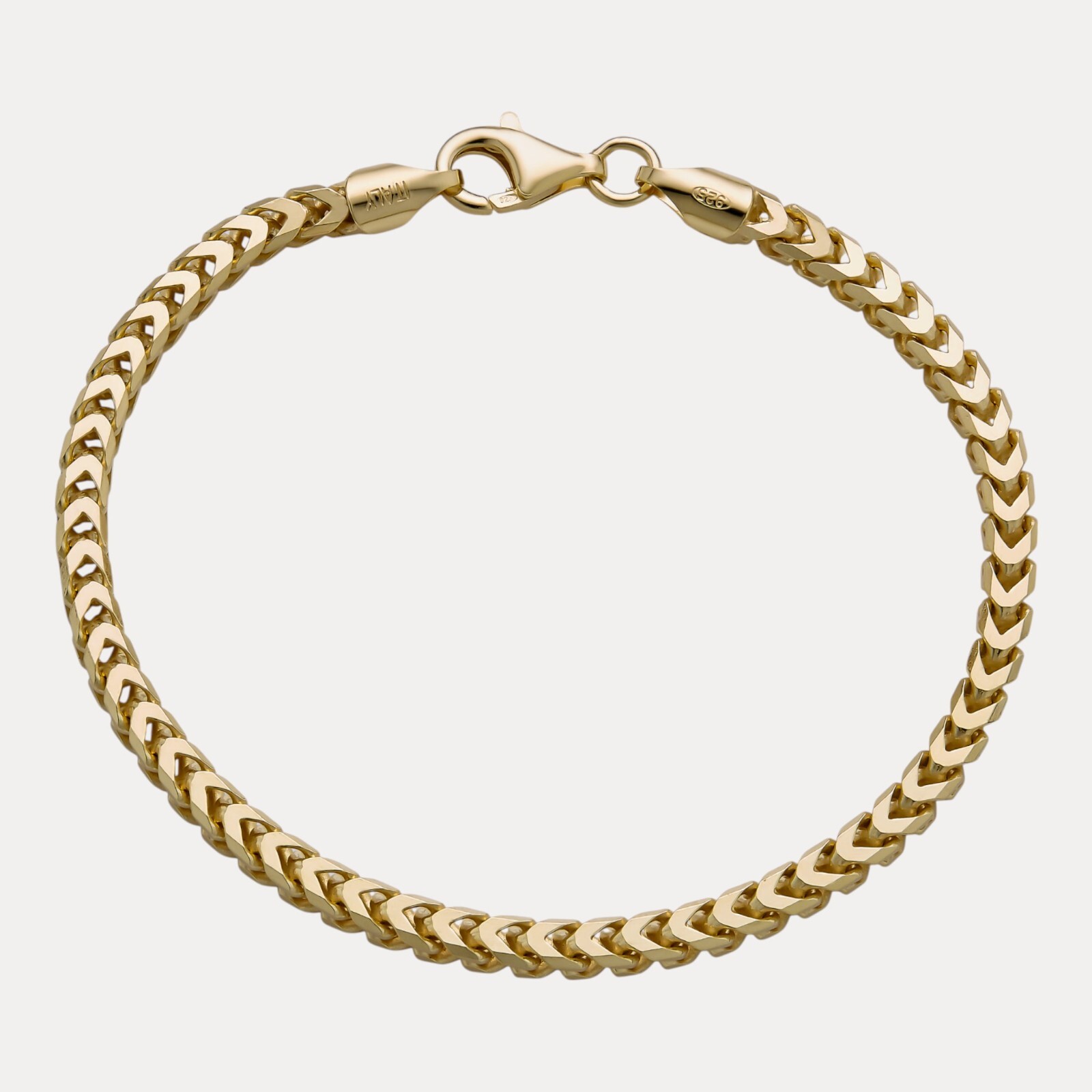 4mm Franco Link Bracelet - Real Solid 925 Sterling Silver Or 14k Gold Vermeil