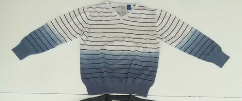 Pull Garçon 5 Ans NEXT - Rayures Bleues, Coton, Col Henley, Manches Longues