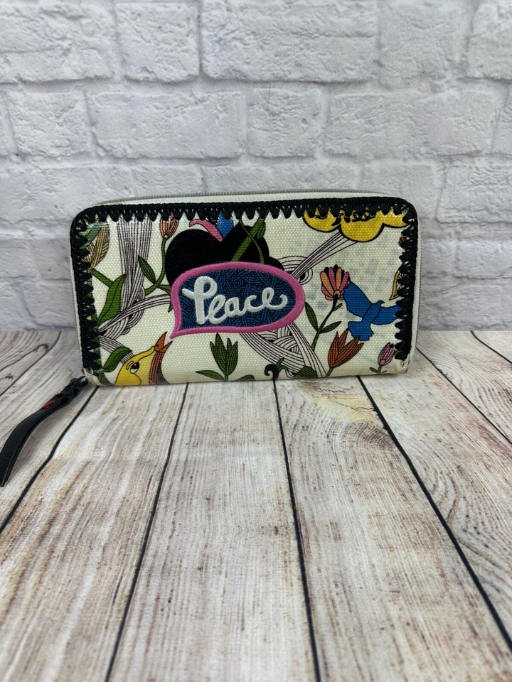 Sakroots Wallet White Peace Print Accordion Nature Floral Bird - Image 3 of 4