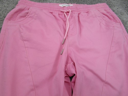 Virtuelle Pants/Joggers 14 L28 Pink Womens Elastic Waist Cotton - Picture 2 of 15