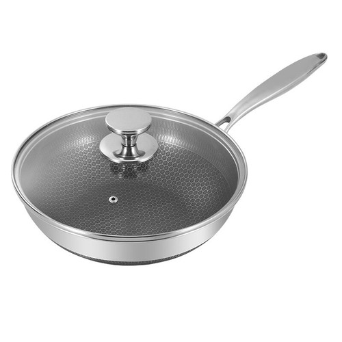 Wok in Acciaio Inox 30 cm con Coperchio Sicuro da Forno Antigraffio, Saltare/Arrostire/Broil - Foto 4 di 6