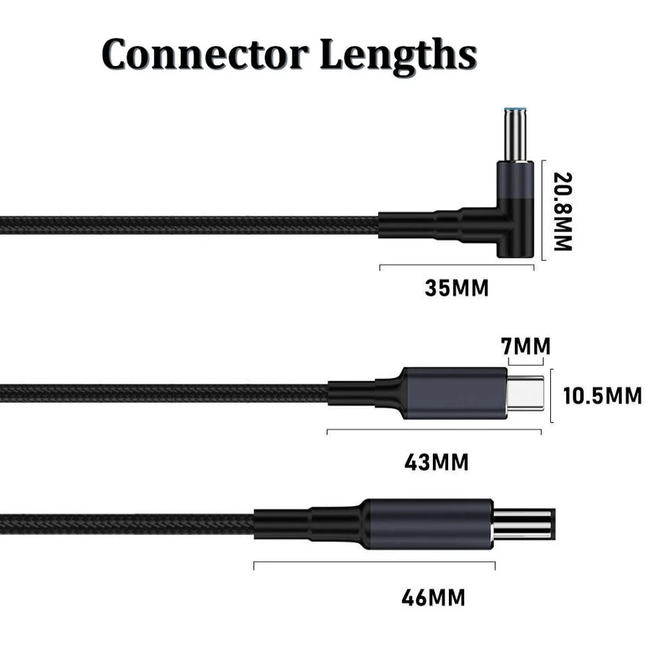 USB Type-C to DC Power Adapter Cable USB-C 140W PD Cord For ASUS Laptop Notebook - Image 4 of 4