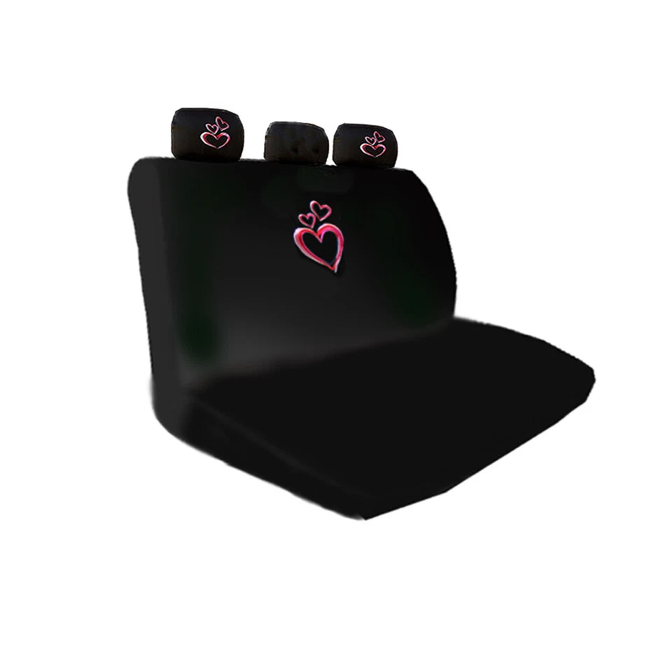 适用于斯巴鲁豪华粉红色心形汽车座椅套和头枕套礼品套装 — 第 3/4 张图片