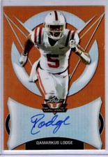 2019 LEAF VALIANT ORANGE DAMARKUS LODGE NFL ROOKIE RC AUTO #3/50