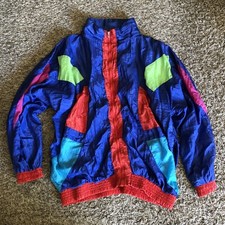 VTG Pentathlon 90s Women Colorful Track Jacket Lightweight Zip CL