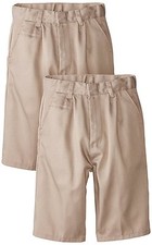 NEW Genuine Little Boys Flat Front Shorts School Uniforms, 2-Pack, Khaki, Size 6