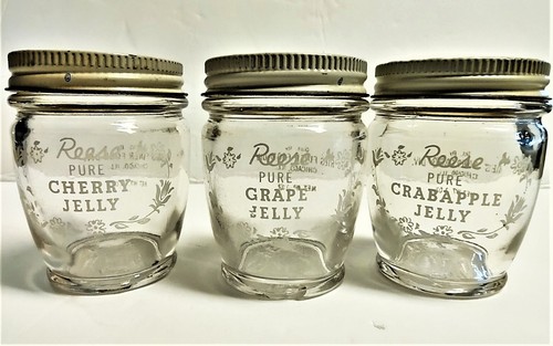 Vtg Cocktail Delight Cheese and Reese Pure Jelly Jars by Hazel Atlas with Caddy - Picture 7 of 11