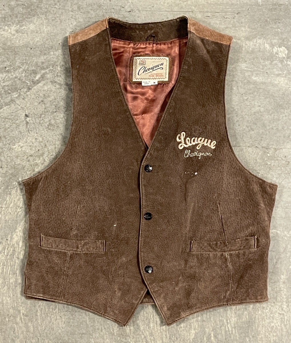 VTG Quality Supreme Chevignon Brown Genuine Leather Snap Buttons