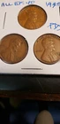 SET OF 3 1935 LINCOLN WHEAT PENNIES EXTREMELY  FINE  P, D AND S