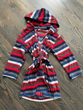 Gap Kids Fleece Robe Youth Boys Size 8 Striped W/Hood And Pockets