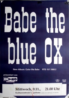 BABE THE BLUE OX - 1995 - In Concert - Color Me Bad Tour - Poster - Bremen