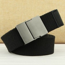 Men Unisex Canvas Belt Heavy Duty Work Fastening Pant Waistband Metal Buckle