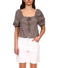 Sanctuary Remember Me Gingham Top Chocolate Gingham MD US 8 