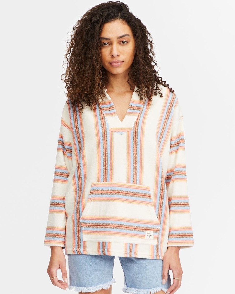 【BAON】Tan Two Way Wind Jumper Billabong Women's Size S Baja Sands Top Hoodie Multi Color