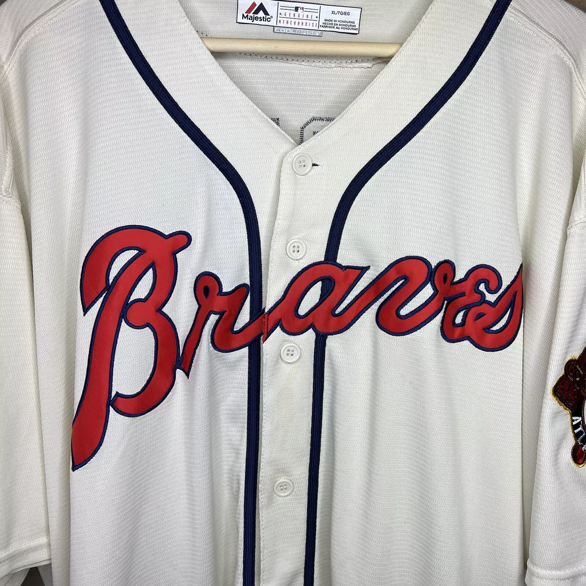 Majestic Atlanta Braves Ozzie Albies #1 Ivory Cool Base Jersey Size XL ATL  MLB