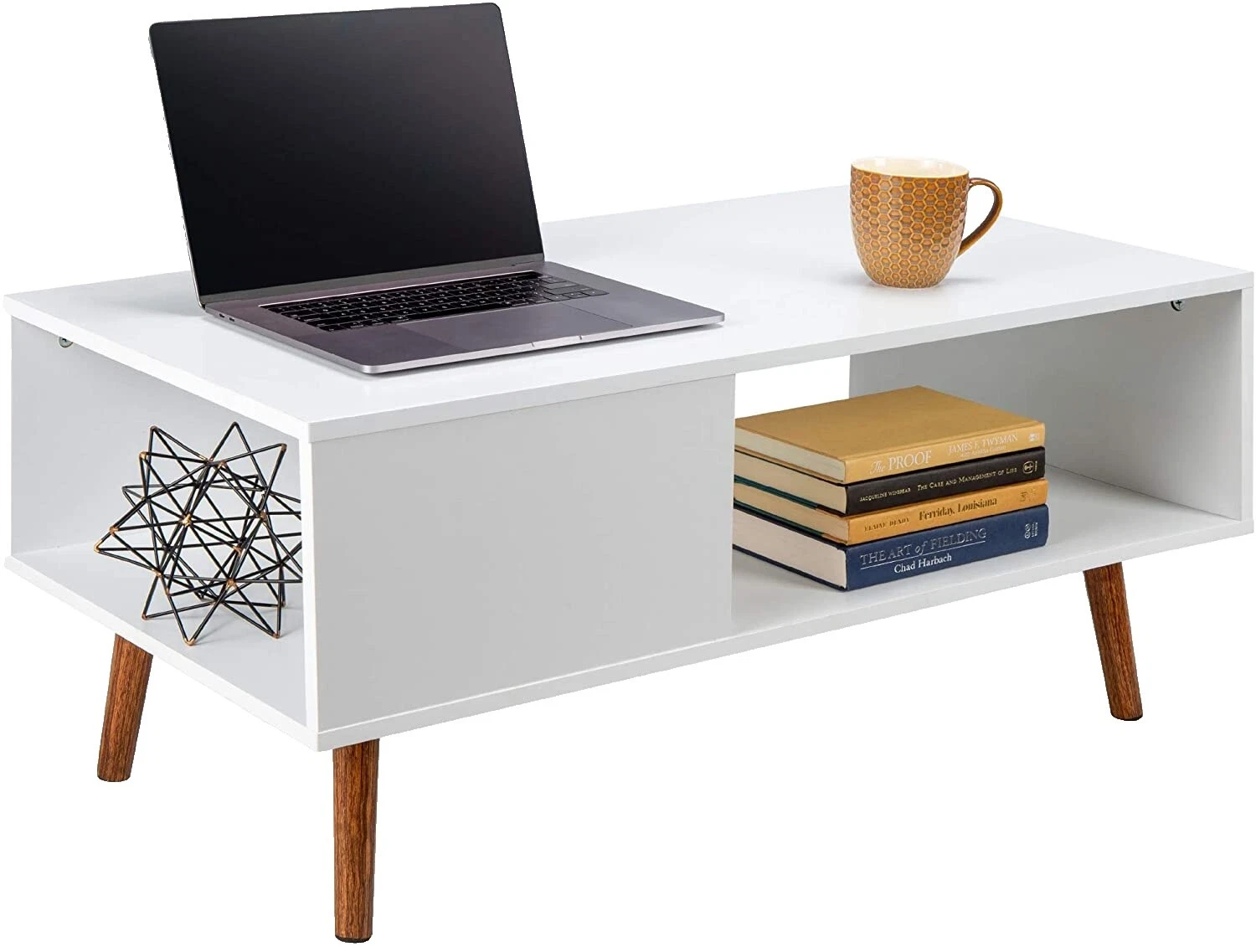 Blanco mesas de centro moderna de mediados de siglo