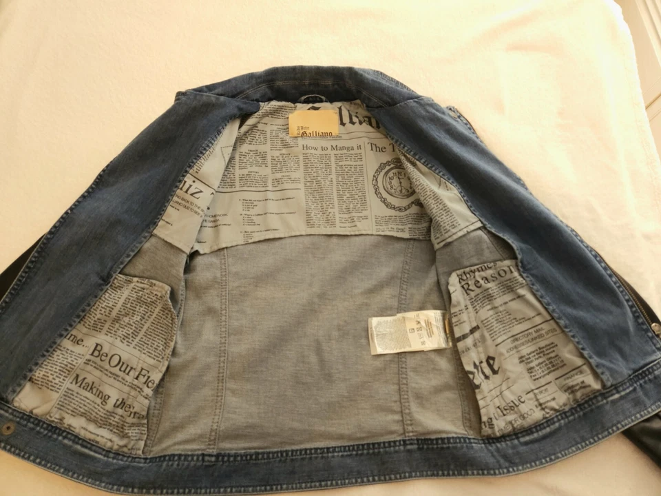 John Galliano Real Leather Denim Jacket Boys RARE Luxury Vintage RRP £299 - Image 3 of 4