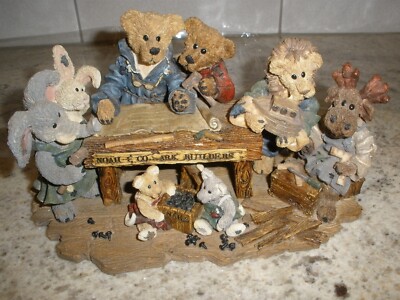 Boyds Bear Resin Figurine Noah & Co Ark Builders 1996 Limited Edition 8''x5''x4''