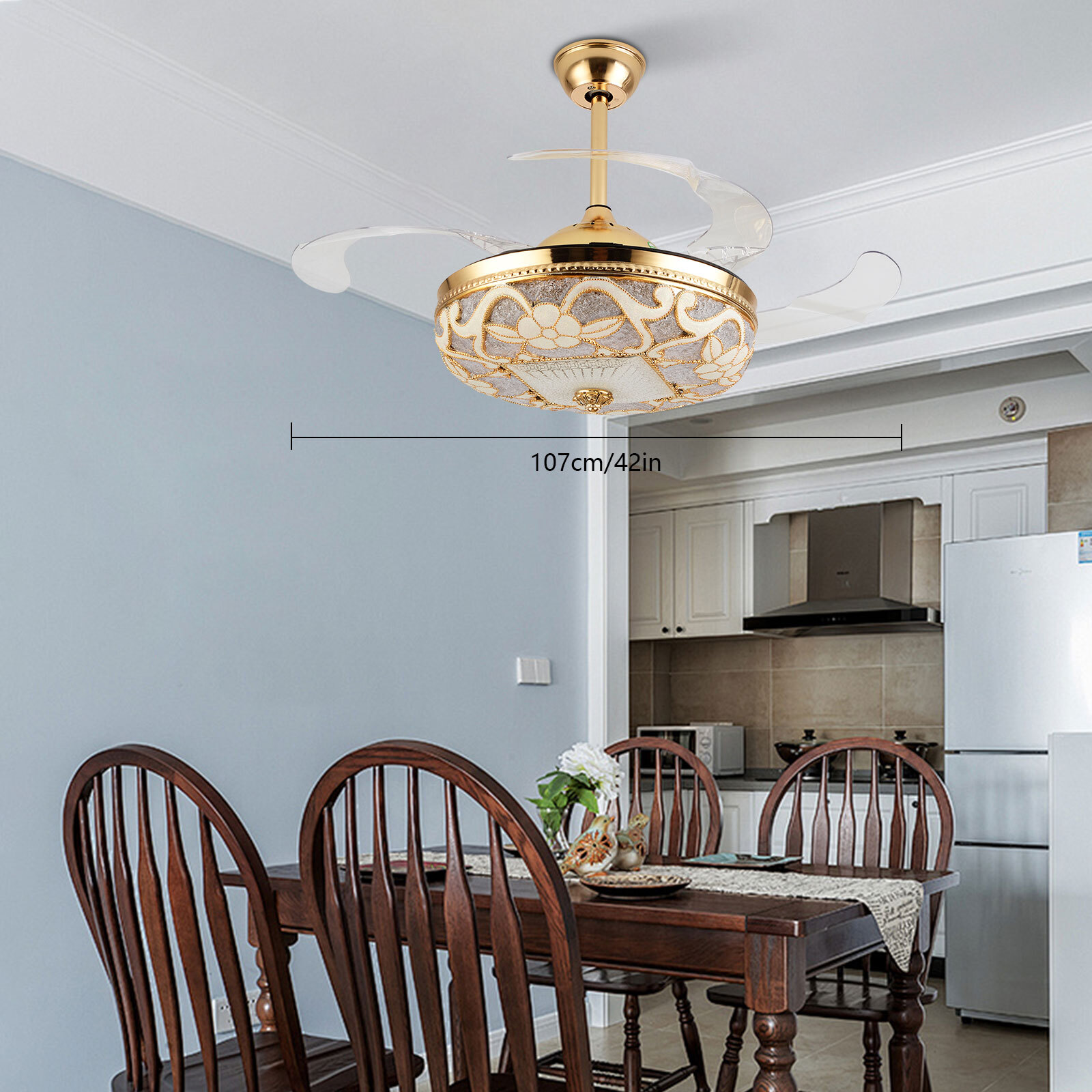 Flush Mount Ceiling Fan Ceiling Fan Ceiling Fan 6 Speed + Remote Control 90-260V