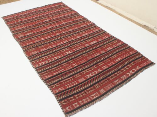 Tappeto modello etnico Kelim Kashgai Shiraz tessuto a mano 270 x 154 cm - Foto 1 di 9