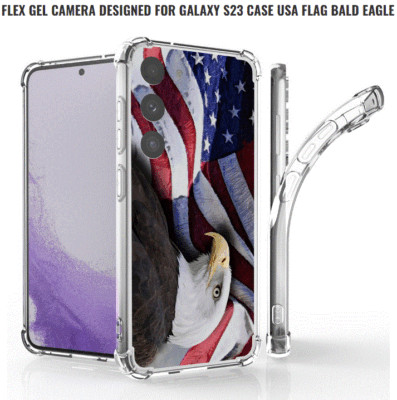 BALD EAGLE AMERICAN FLAT TPU Skin Case+Tempered Glass For Galaxy S23 Clear Cover