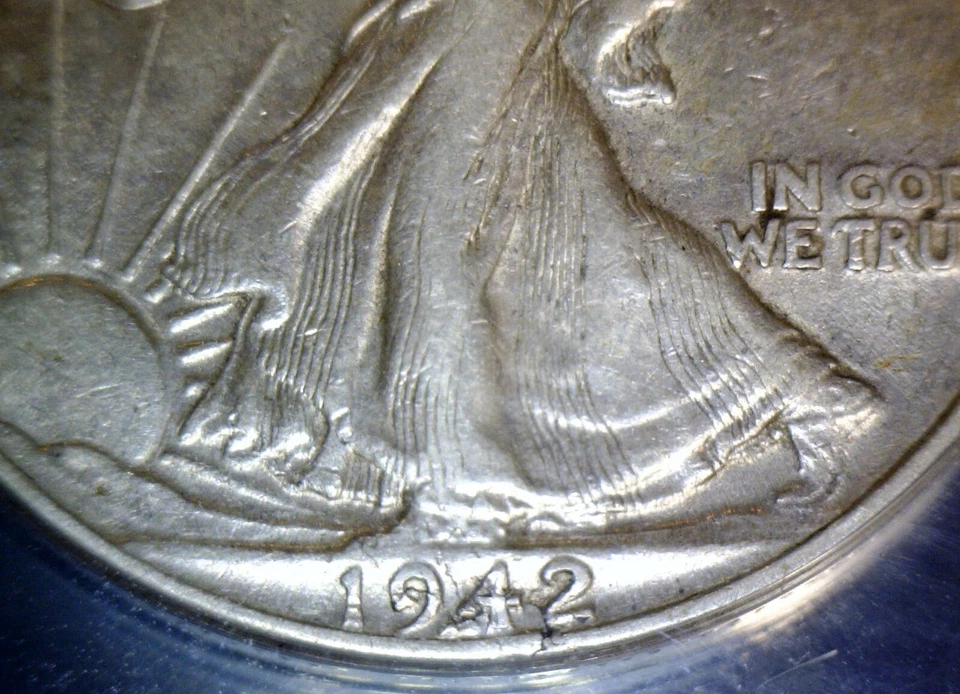 1942 ERROR ANACS EF45 LAMINATION Walking Liberty SILVER Half Dollar XF Coin NR - Image 3 of 4