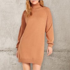 NWOT BB Dakota Little Wing Shift Dress dolam sleeve knit turtleneck Size Large