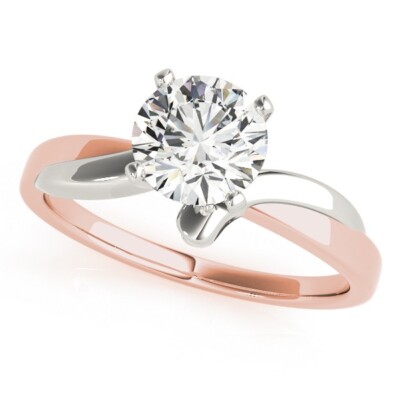 1.00 Ct Round Cut Lab Created Diamond Engagement Ring 14K Solid Rose Gold B