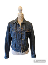 Vintage Lee Womens Distressed Denim Jean Jacket Blue USA size S