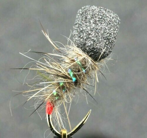 Foam Head Barbed oder Barbless Hasen Ohr Trockenfliege Forellen Fliegen Größe 10, 12, 14, 16 - Bild 2 von 3