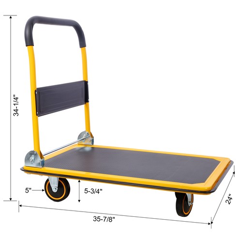 Foldable Platform Truck Push Dolly 660 lb. Weight Capacity Black and Yellow - Picture 15 of 17